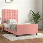 vidaXL Bedframe met hoofdeinde fluweel roze 90x190 cm
