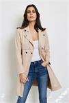 Dames Trenchcoat Suedine Beige 8131