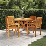 vidaXL 5-delige Tuinset massief teakhout