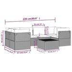 vidaXL 7-delige Loungeset met kussens poly rattan grijs