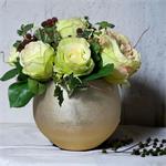 Zilveren pot met rozen boeket - 35cm