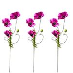 Zijden klaprozen – 3 takken – Fuchia roze – Kunstbloemen – Rozen – Kunst klaprozen –