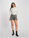 Long-sleeved jumper with ruffles 222-Mgenev Ecru