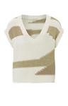 YaYa V-neck textured spencer WOOL WHITE DESSIN 01-000208-304