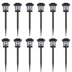 vidaXL 12-delige LED-tuinverlichtingsset solar met pin 8,6x8,6x38 cm