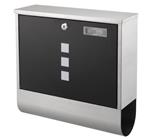 Michelino RVS Wand Brievenbus - Hangend - Zilver/Zwart