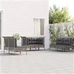 vidaXL 6-delige Loungeset met kussens poly rattan grijs
