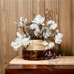 Cheeta glazen schaal - Magnolia - wit - 30cm -