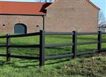 Doorsteek omheining Kunststof | Zwart | 3 Ovale liggers