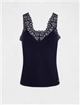 Travel Top met Kant Uni Black 2129
