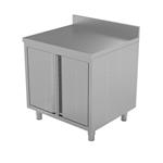 RVS werkbank 800x700x900 mm met 2 draaideuren + rand