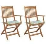 vidaXL Tuinstoelen 2 st inklapbaar met kussens massief acaciahout