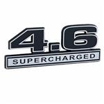 4.6 Liter Engine Supercharged Emblems Badge Logos Chrome & Black - 5