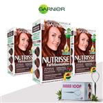Garnier Nutrisse Farb Sensation Haarverf - 5.54 Honingbruin - 3 Pack Voordeelverpakking - Gratis Haa