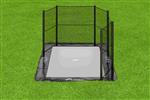 Akrobat Primus Flat to the ground Trampoline 380x250cm met half net grijs - zwart