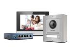 Hikvision DS-KIS602 IP-video-intercomkit voor villa of huis, één belknop. RVS afwerking van het deur