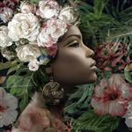 Glasschilderij vrouw met rozen | Ter Halle | 092