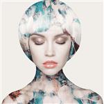 Glasschilderij vrouw met blauw tinten | Ter Halle | 090