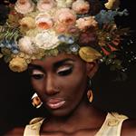 Glasschilderij vrouw met bloemenhoed | Ter Halle | 098