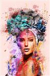 Glasschilderij kleurrijke vrouw| 774