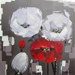 Olieverf schilderij rode-witte bloemen F2838
