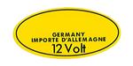 Sticker Bosch germany importe d'allemagne 12 volt zwart op geel voor bobine Volvo onderdeel 108
