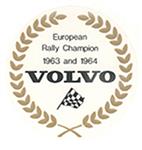 Sticker European rally champion 1963-1964 goud op wit Volvo onderdeel 118