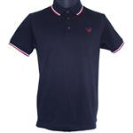Warrior Clothing, Twin Tipped Polo, Black with White& Red Trim.