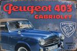 Tekstbord: Peugeot 403 Cabriolet, Blauw