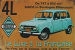 Tekstbord: Renault 4L, Blauw/ Groen