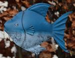Regenmeter vis, blauw/ grijs, metaal                     RM130B