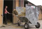 Mestcontainer met grote wielen, universele aankoppelingsplaat