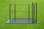 Akrobat Orbit Flat to the ground Trampoline 380x250cm met half net groen