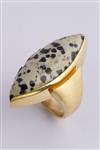 Wit/geel gouden ring met luipaard jaspis