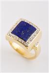 Gouden entourage ring me lapis lazuli en briljant