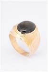 Gouden massieve heren ring met valkenoog