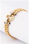 Wit/geel gouden armband met in de sluiting saffieren