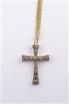 Antiek gouden kruis met oud slijpsel briljant aan gouden collier