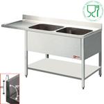 L1621VS - SPOELTAFEL 2 BAKKEN 400x500x275 AFDR.L + O/T