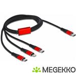DeLOCK 86711 USB-kabel 1 m USB 2.0 USB C USB C/Micro-USB B/Lightning Zwart, Rood