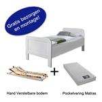 Actie 2 - Seniorenbed met handverstelbare bodem en matras - Wit - BK beds