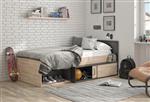 Erquy 1-persoonsbed - Blank eiken/zwart - Gami