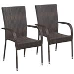 vidaXL Tuinstoelen stapelbaar 2 st poly rattan bruin