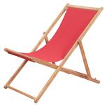 vidaXL Strandstoel inklapbaar stof en houten frame rood