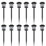 vidaXL 12-delige LED-tuinverlichtingsset solar met pin 8,6x8,6x38 cm