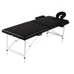 vidaXL Massagetafel met 2 zones inklapbaar aluminum frame zwart