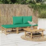 vidaXL 4-delige Loungeset met kussens bamboe groen