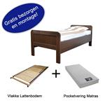 Actie 1 - Seniorenbed met vlakke bodem en matras - In walnoot - BK beds