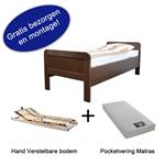 Actie 2 - Seniorenbed met handverstelbare bodem en matras - In walnoot - BK beds