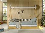 Tipi 1-persoonsbed (bedbank) met hekje - Naturel/wit - Vipack